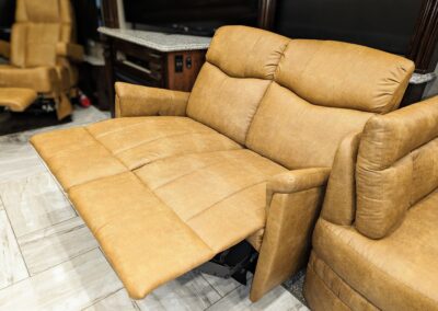 RV sofa installed in a customer's motorhome