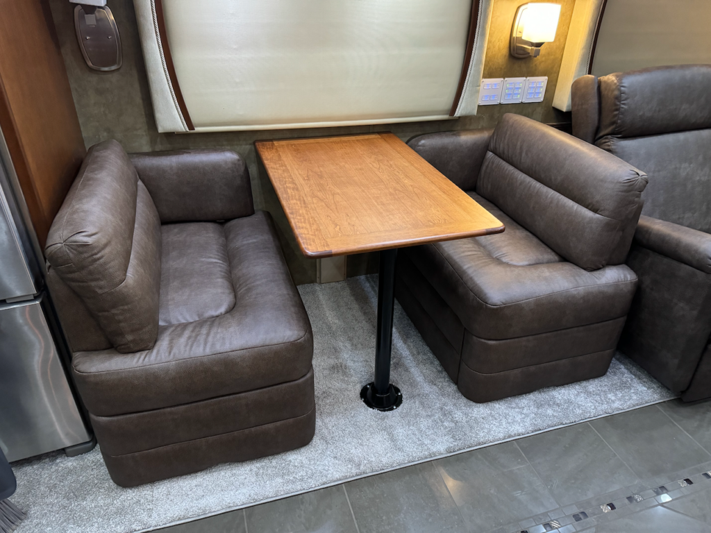 RV Dinette booth with popular custom Ultraleather fabric