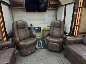 installed rv captains chairs in popular Brisa Distressed Bison Ultraleather fabric