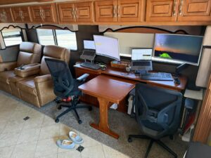 rv furniture installation services for a RV Dinette Credenza inside a motorhome to be a work desk